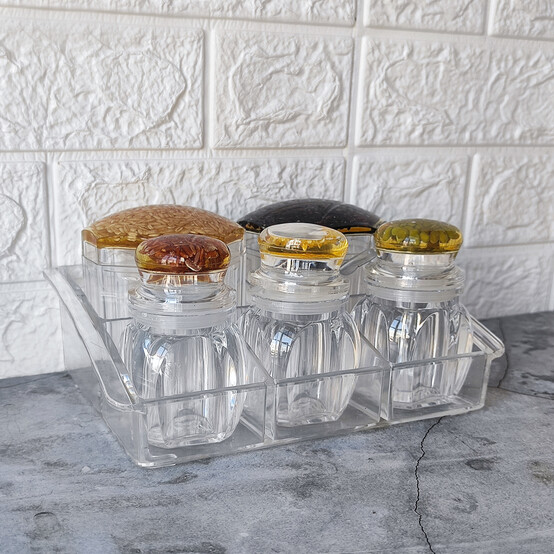 Набор пластиковый для специй 6 пр подставка прозрачный Jam Jar Fessle (1/24)