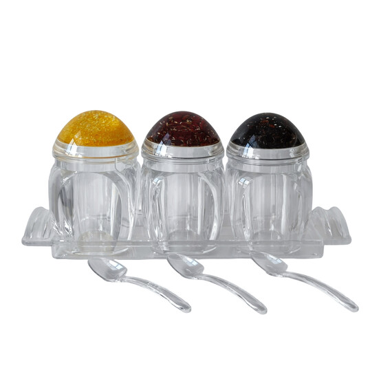 Набор пластиковый для специй 7 пр ложка подставка прозрачный Jam Jar Fessle (1/24)