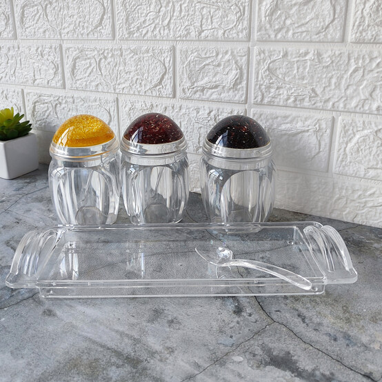 Набор пластиковый для специй 7 пр ложка подставка прозрачный Jam Jar Fessle (1/24)