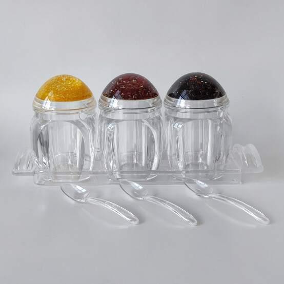 Набор пластиковый для специй 7 пр ложка подставка прозрачный Jam Jar Fessle (1/24)