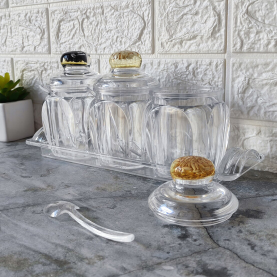 Набор пластиковый для специй 7 пр ложка подставка прозрачный Jam Jar Fessle (1/24)
