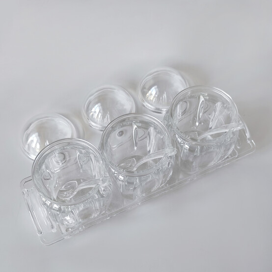 Набор пластиковый для специй 7 пр ложка подставка прозрачный Jam Jar white Fessle (1/24)