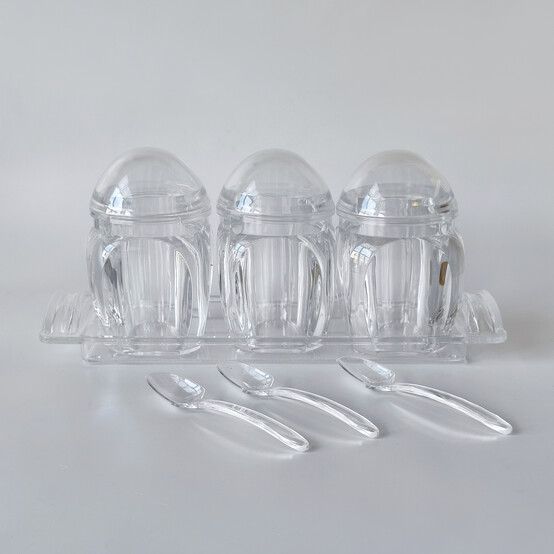 Набор пластиковый для специй 7 пр ложка подставка прозрачный Jam Jar white Fessle (1/24)
