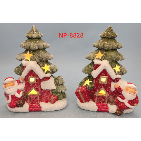 Фигурка новогодняя 10,8*5,8*13,8 см с подсветкой керамическая ассорти NP-8828 Fex (1/60)