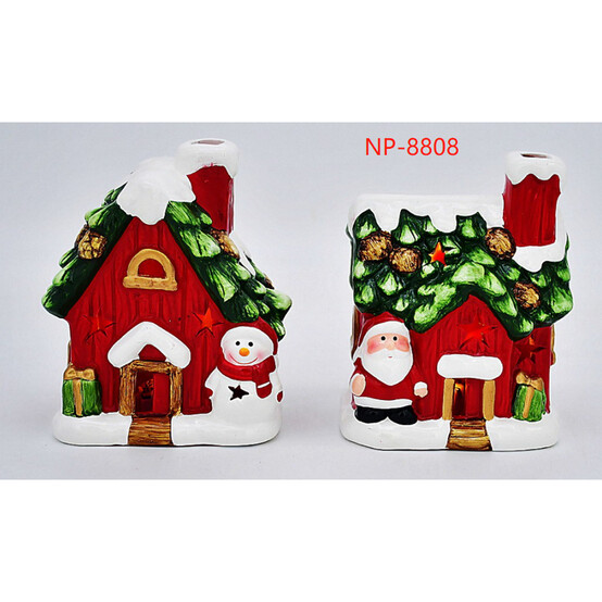 Фигурка новогодняя 10*8,3*12,2 см с подсветкой керамическая ассорти NP-8808 Fex (1/60)