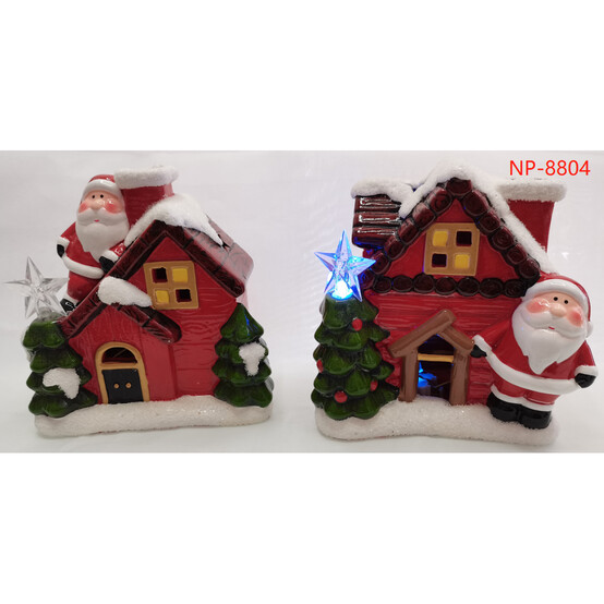 Фигурка новогодняя 12,5*7,5*15,5 см с подсветкой керамическая ассорти NP-8804 Fex (1/36)
