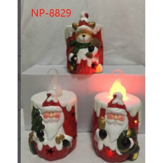 Фигурка новогодняя 7*7,5*13 см с подсветкой керамическая ассорти NP-8829 Fex (1/96)