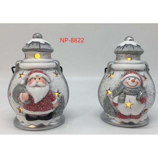 Фигурка новогодняя 9*9*13 см с подсветкой керамическая ассорти NP-8822 Fex (1/60)