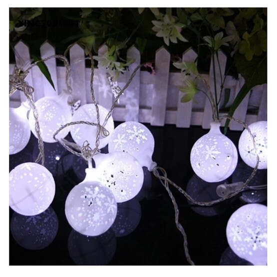 Гирлянда светодиодная 1,2 м 10 led 3*АА белые Шарики со снежинками Там там (1/48)