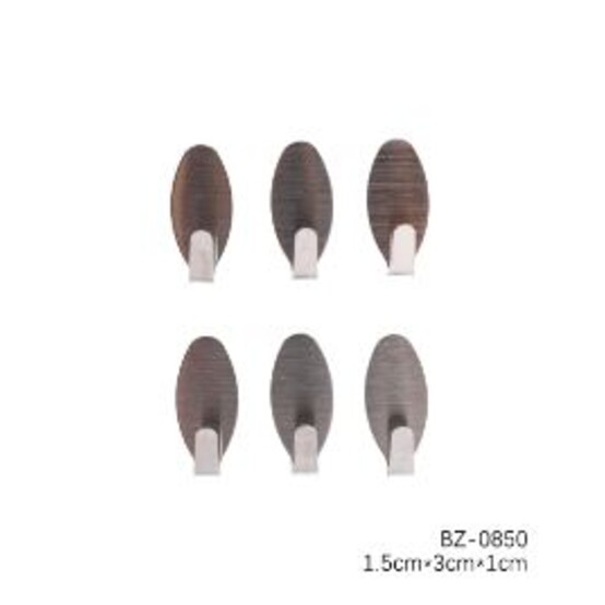 Крючок нерж сталь самоклеящийся 6 шт 1,5*3*1 см BZ-0850 Baizheng (1/160)