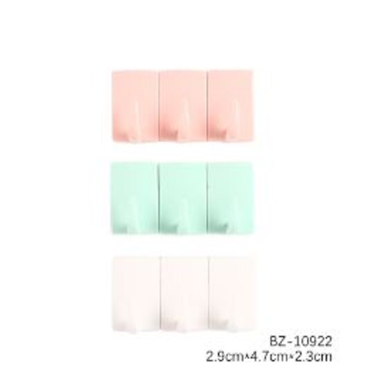 Крючок пластиковый самоклеящийся 3 шт 2,9*4,7*2,3 см BZ-10922 Baizheng (1/160)