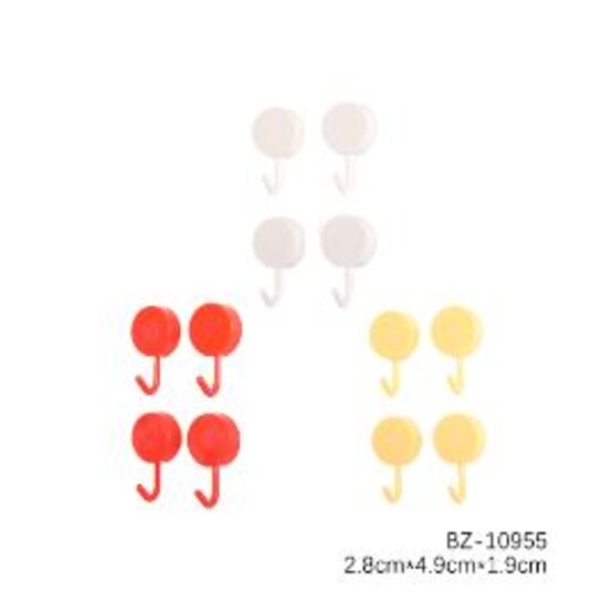 Крючок пластиковый самоклеящийся 4 шт 2,8*4,9*1,9 см BZ-10955 Baizheng (1/160)