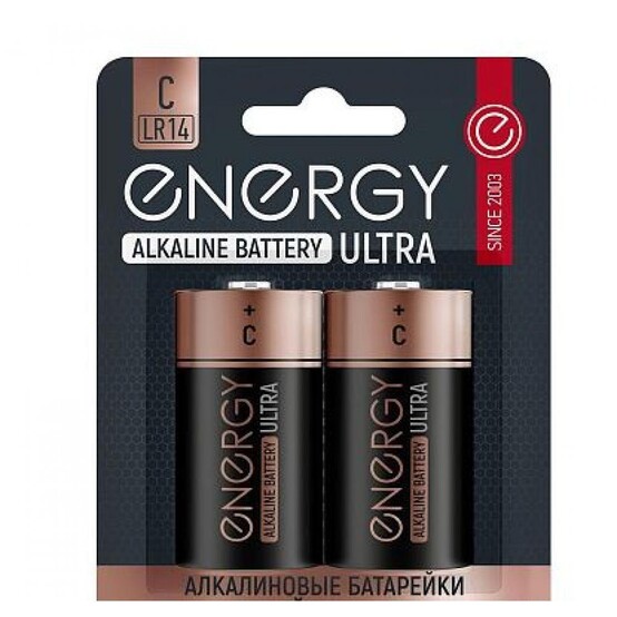 Батарейка алкалиновая C LR14 упак 2 шт Ultra Energy (1/80)