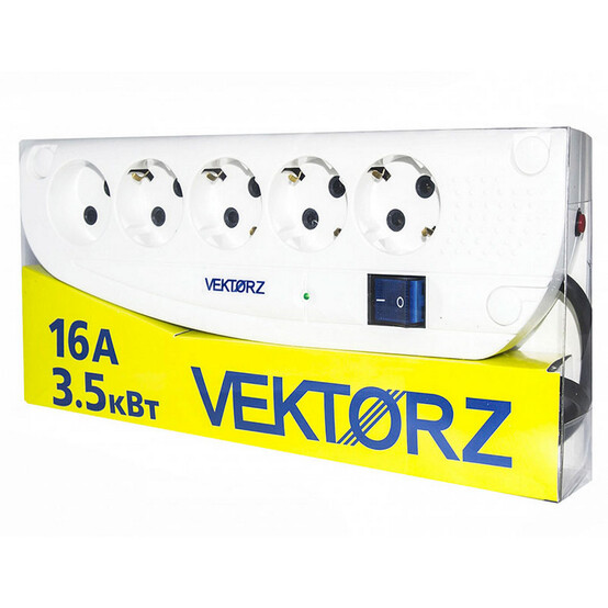 Фильтр сетевой 4 гнезда 5 м c/з + 1 роз б/з белый Vector (1/1)