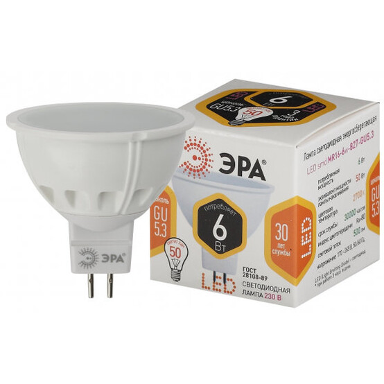 Лампа светодиодная  ЭРА LED smd MR16-6w-827-GU5.3 (10/100/4000)