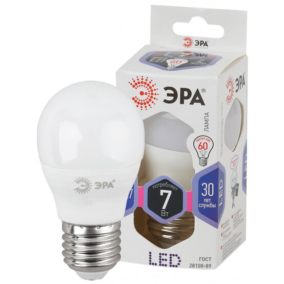 Лампа светодиодная Эра LED P45-7W-860-E27 Лампа светодиодная Эра LED P45-7W-860-E27