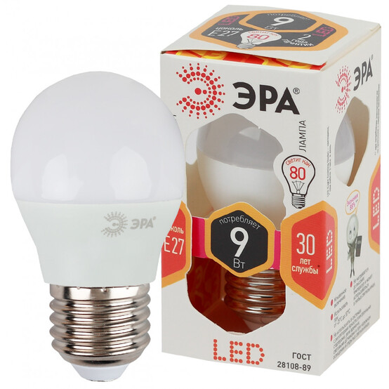Лампы светодиодная ЭРА LED smd P45-9w-827-E27 (10/100/3000) Лампы светодиодная ЭРА LED smd P45-9w-827-E27 (10/100/3000)
