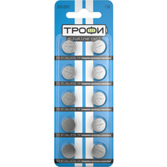 Элементы питания (1шт) ТРОФИ G13 (357) LR1154, LR44 NEW (200/1600/134400) Элементы питания (1шт) ТРОФИ G13 (357) LR1154, LR44 NEW (200/1600/134400)