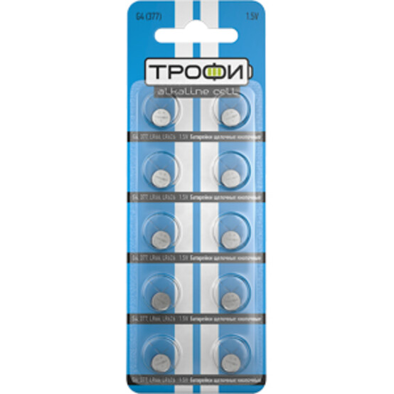 Элементы питания (1шт) ТРОФИ G4 (377) LR626, LR66 NEW (10/200/1600) Элементы питания (1шт) ТРОФИ G4 (377) LR626, LR66 NEW (10/200/1600)