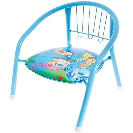 Стул металлический детский 36*35*35 см мягкое сиденье с рисунком синий Baizheng (1/32)