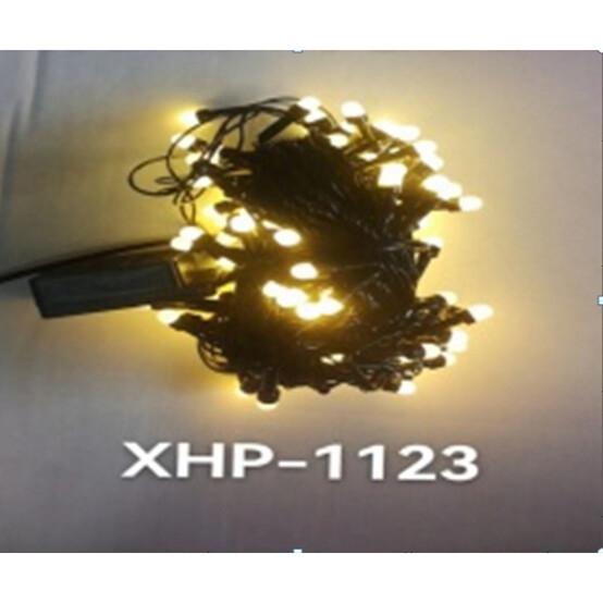 Гирлянда светодиодная 5,5 м 100 led круглые лампочки пластик медь желтый XHP-1123 Fex (1/50)