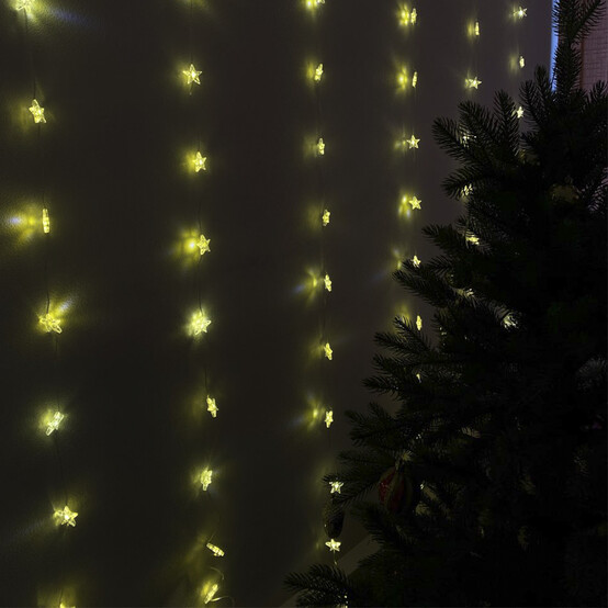 Гирлянда светодиодная 3*2 м 130 led звездочки желтый Baizheng (1/24)