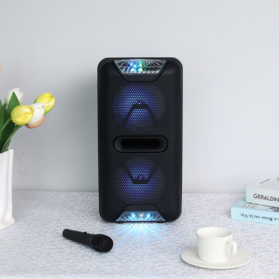 Акустическая система 15 Вт 22.4*20.8*44.6 см микрофон пульт USB FM Bluetooth черный Baizheng (1/6)
