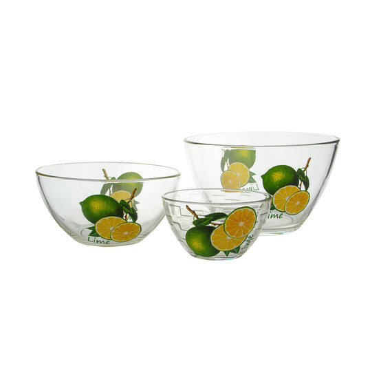 Набор стеклянный салатников 3 пр Лайм Gid Glass (1/6)