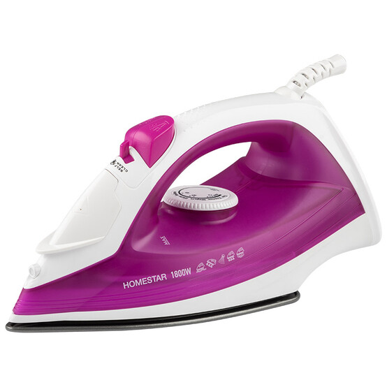 Утюг 1,8 кВт тефлоновое покрытие пар бело-розовый HS-4007 HomeStar (1/10)