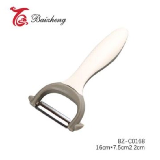 Овощечистка пластик 16*7,5*2,2 см пласт ручка молочный Baizheng (1/144)