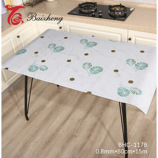 Клеенка силиконовая 0,8*15 м 0,8 мм бирюзовые листочки Baizheng (1/1)