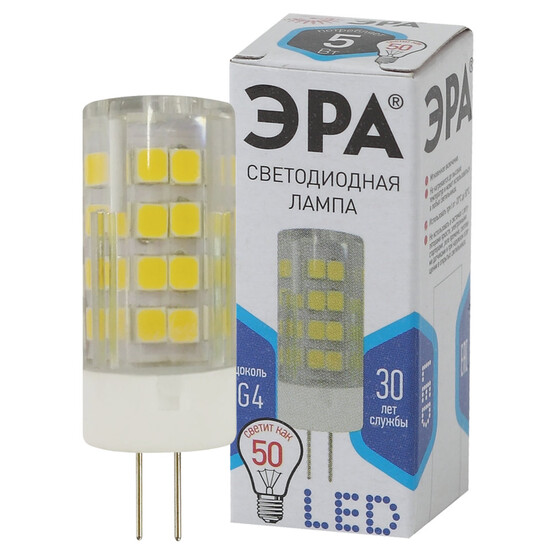 Лампа светодиодная ЭРА LED smd JCD-5w-220V-corn, ceramics-840-G9 Лампа светодиодная ЭРА LED smd JCD-5w-220V-corn, ceramics-840-G9
