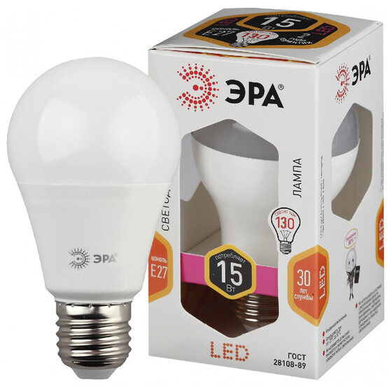 Лампа светодиодная ЭРА LED smd A60-15W-827-E27 (10/100/900) Лампа светодиодная ЭРА LED smd A60-15W-827-E27 (10/100/900)