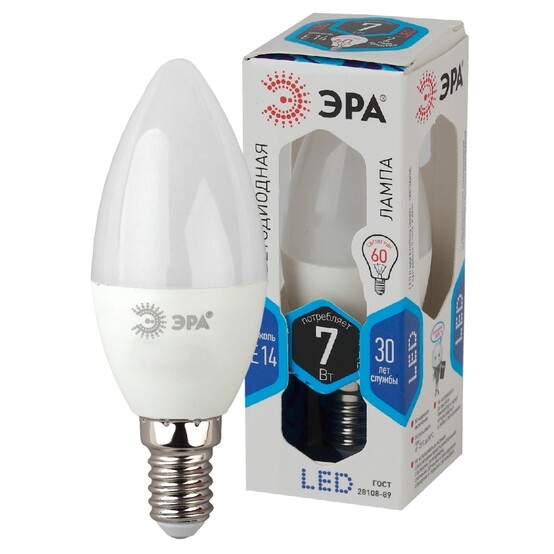 Лампа светодиодная  ЭРА LED smd B35-7w-840-E14 (6/60/2640)
