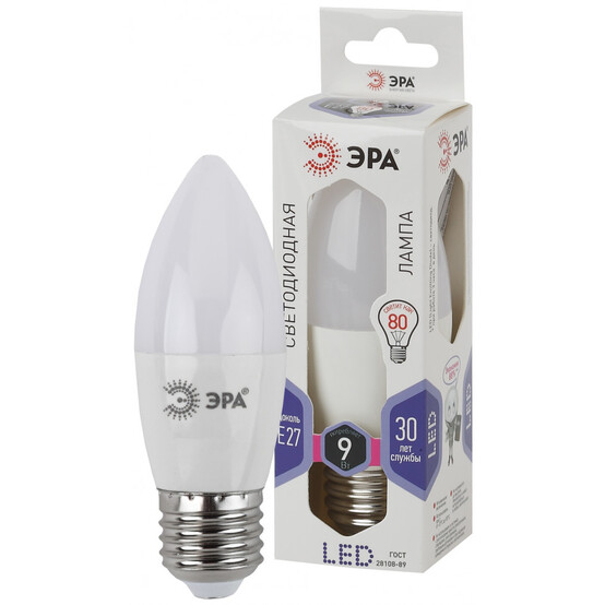Лампа светодиодная  ЭРА LED smd B35-9W-860-E27