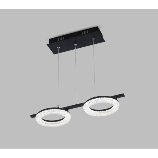 Люстра светодиодная кухонная 2 плафона 45*18*100 см 32Вт 1200 LM 10м2 3 цвета черный Baizheng (1/1)