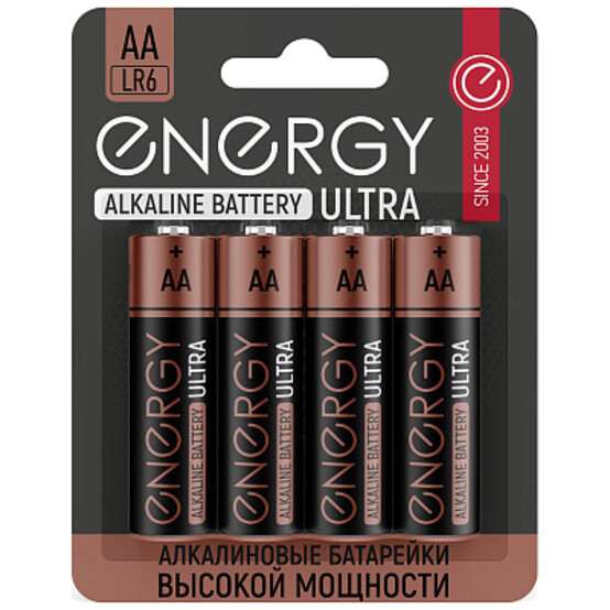 Батарейка алкалиновая АА 1,5V упак 4 шт Ultra Energy (4/40)