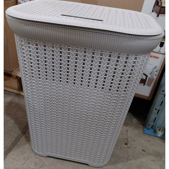 Корзина пластиковая для белья 50 л 420*330*540 мм с крышкой серый Baizheng (1/8)