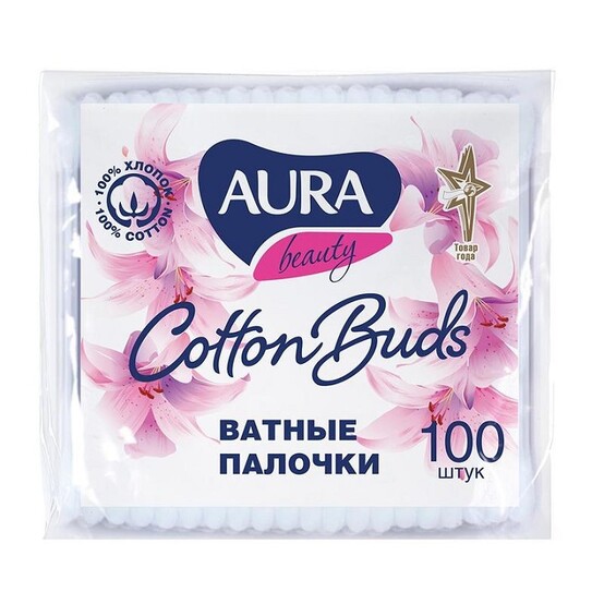 АУРА Ватные палочки 100шт пакет АУРА Ватные палочки 100шт пакет