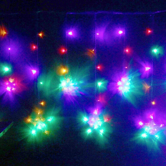 Гирлянда светодиодная 2,5*0,9 м 138 led 220 В бахрома мультицвет Звезда Серпантин (1/30)