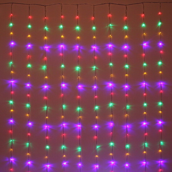 Гирлянда светодиодная 3*2,5 м 360 LED IP-20 занавес мультицвет Водопад Серпантин (1/36)