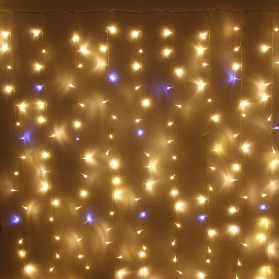 Гирлянда светодиодная 2*1,5 м 320 led 220 В занавес Теплый белый/белый Мерцание Серпантин (1/50)