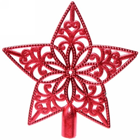 Верхушка пластиковая на елку Звезда 18,5 см красный Ажур Серпантин (1/500)