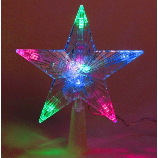 Верхушка светодиодная на елку Звезда 10 led 16 см мультиколор Серпантин (1/100)
