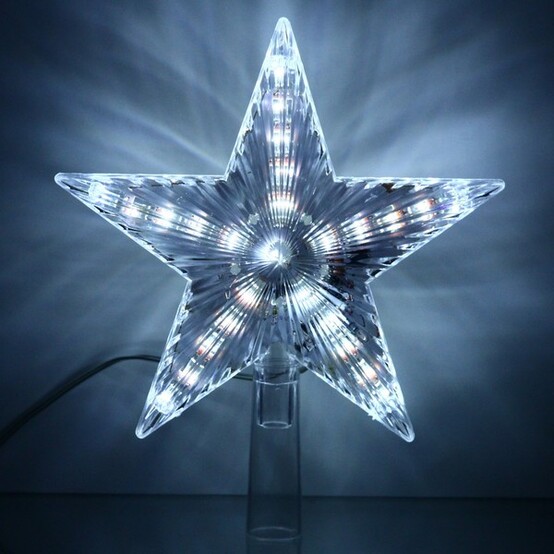 Верхушка светодиодная на елку Звезда 28 led 17,5 см белый Луч Серпантин (1/60)