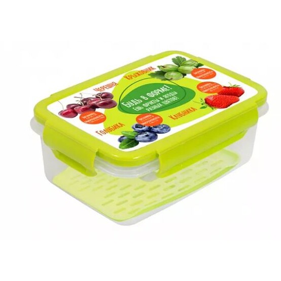 Контейнер пластиковый 0,75 л 16,3*11,8*6,4 см герметичный с сеткой Fit Box Полимербыт (1/20)