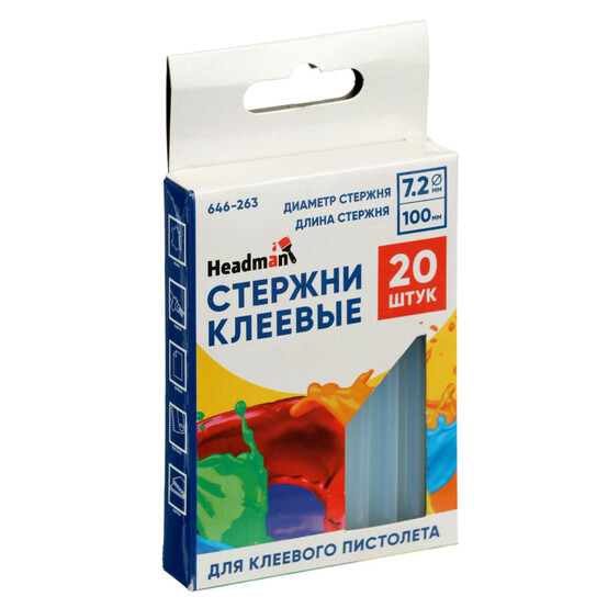 HEADMAN Стержни клеевые 20шт, 7,2x100мм, набор на блистере HEADMAN Стержни клеевые 20шт, 7,2x100мм, набор на блистере