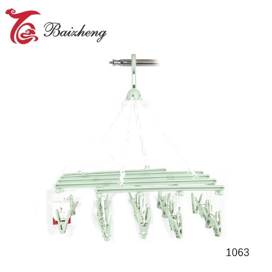 Сушилка пластиковая для белья подвесная с прищепками 43 см 28 прищепок Baizheng (1/40)