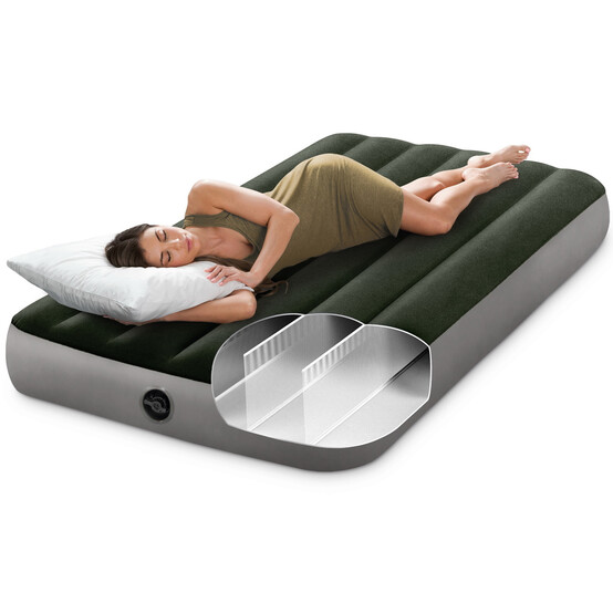 Матрас надувной 191*99*25 см встроенный ножной насос Intex (1/4)