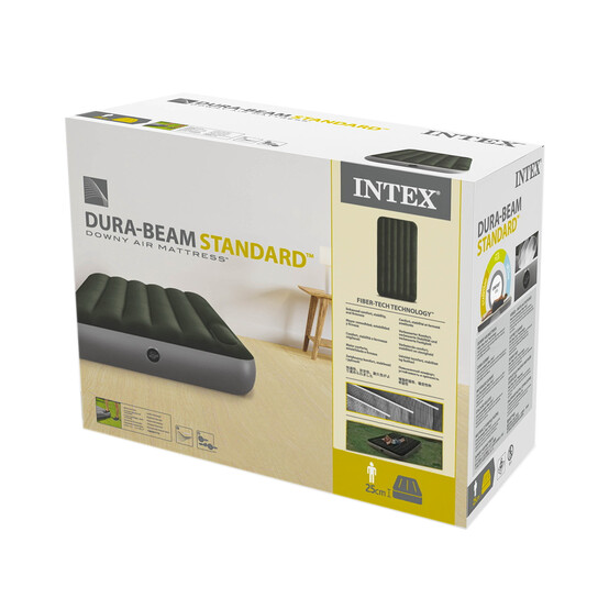 Матрас надувной 191*99*25 см встроенный ножной насос Intex (1/4)